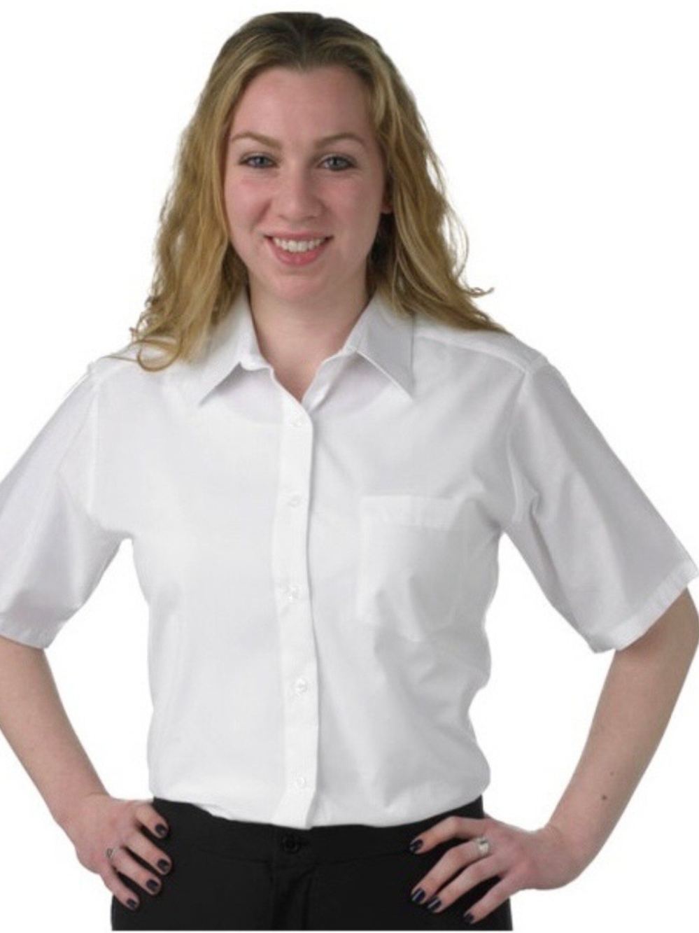 Lady Roberto By Henry Segal Womens Sz 18 Short-Sleeve White Button Front Blouse